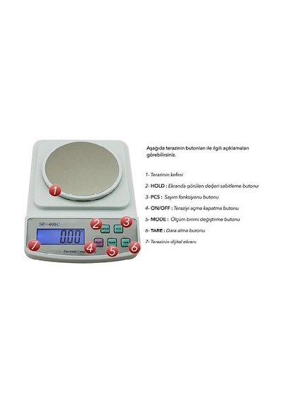 Sf-400C Fanuslu 500G-001G Lcd Hassas Dijital Terazi