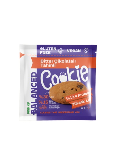 Glütensiz Bitter Çikolatalı Tahinli Proteinli Cookie 50 Gr
