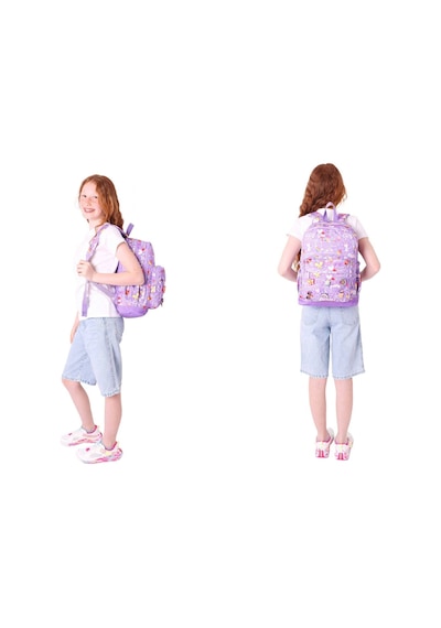 Kaukko Kids Dört Bölmeli Sırt Çantası Ve Isı Yalıtımlı Beslenme Çantası Seti - Kız Çocuk - Mor Mor