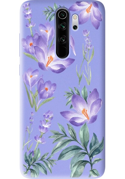 Xiaomi Redmi Note 8 Pro Uyumlu Kış Çiçeği Tasarımlı Lila Lansman Telefon Kılıfı