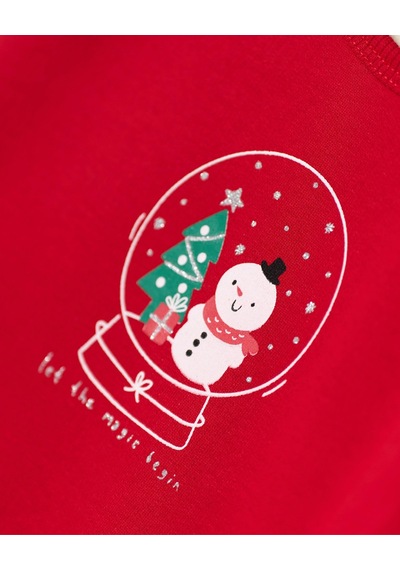 Magu Kız Bebek Pamuklu Kırmızı Kardan Adam Temalı Tül Etekli Body Set - Saç Bandı Aksesuarlı Magu Kız Bebek Pamuklu Kırmızı Kardan Adam Temalı Tül Etekli Body Set - Saç Bandı Aksesuarlı
