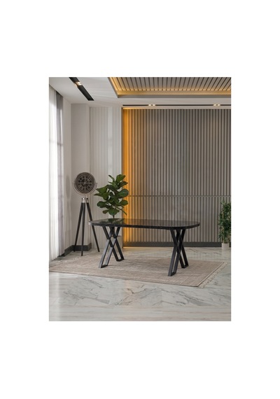 Nesa 90x170 Mdf X Ayak Masa Yemek Masası/mutfak Masası Siyah Siyah