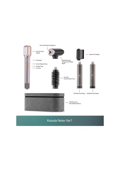 Tr Hairmony 4606h Plus Saç Kurutma Ve Şekillendirme Set Su Mor, Deri Kutulu