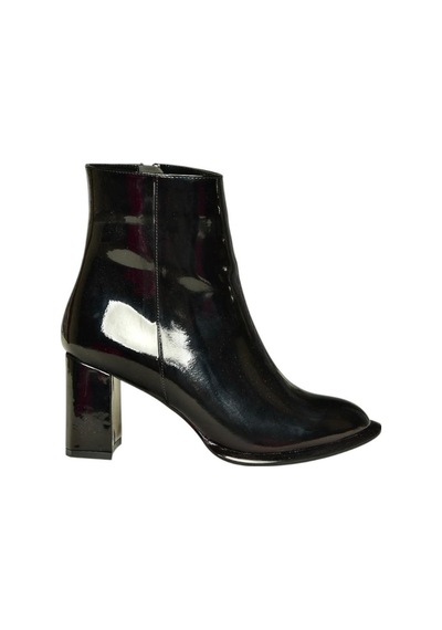 Fox Shoes V590166308 Siyah Rugan Kalın Topuklu Klasik Bot Siyah-Rugan