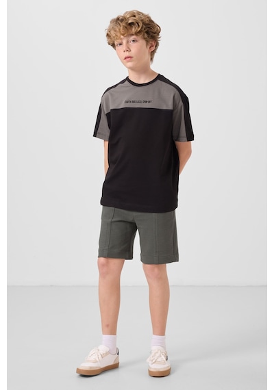 Tommylife Haki Pamuklu Yumuşak Dokulu Standart Fit Basic Erkek Çocuk Şort - 11289 Haki