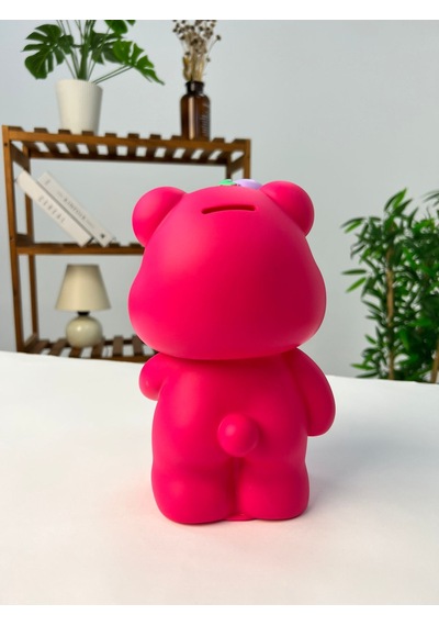 Favora Çilekli Ayıcık Kumbara - Koyu Pembe