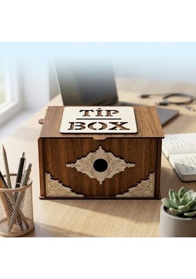 Tr Bahşiş Kutusu Tip Box Dekoratif Para Kutusu Kilitli Tasarım Kafe Ve Restoran Için