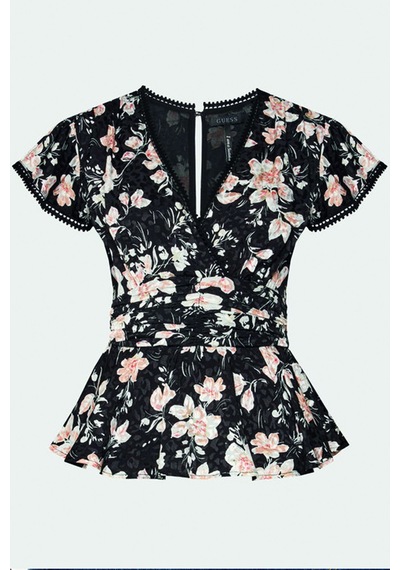 Guess Desenli Kadın Bluz Siyah