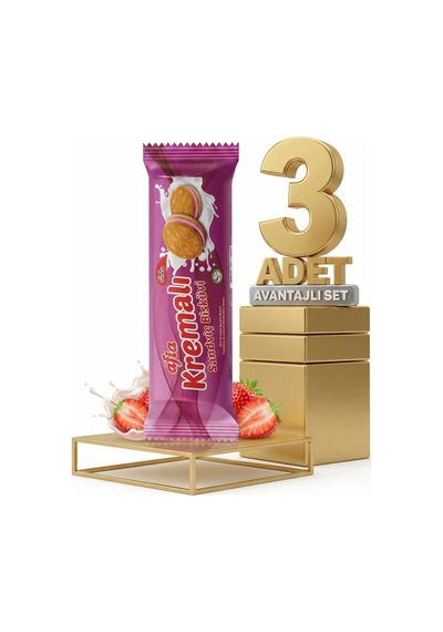 Afia Çilek Kremalı Sandviç Bisküvi 3x60 Gr