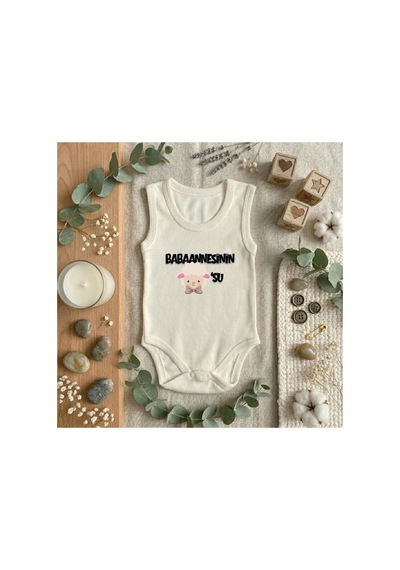 Babysena Babaannesinin Kuzusu Baskılı Kolsuz Kız/erkek Bebek Body 0-3 Yaş Beyaz