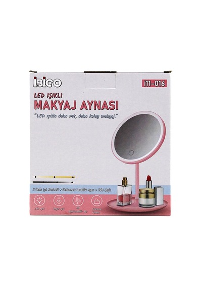 İbico İ11-016 Makyaj Aynası 6.5" 90 Açı Ayarlı Ledli Yuvarlak Usb Şarjlı Renkli Pls Takılı Ayak