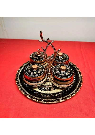 Bakır 4lü Baharatlık 2 Siyah