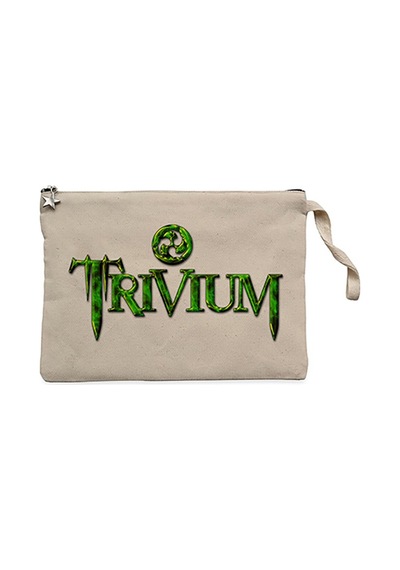 Trivium Logo Krem Clutch Astarlı Cüzdan / El Çantası Krem