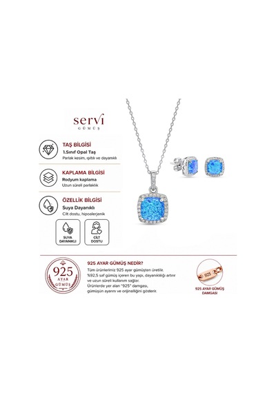 Servi 925 Ayar Gümüş Aqua Opal Set-37