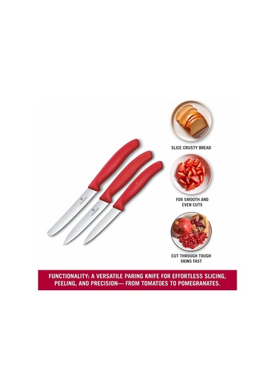 6.7111.34c1 Swiss Classic 3lü Bıçak Set, Kırmızı Çok Renkli