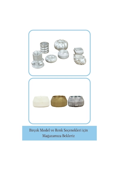 Mumluk Şamdan 3 Adet Tealight Uyumlu Çizgili Model - Gümüş