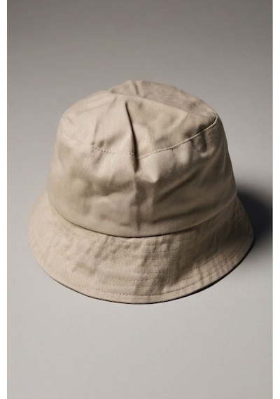 Mollycrush Unisex Bej Bucket Şapka Pamuklu Gabardin Güneş Koruyucu Balıkçı Modeli Bej
