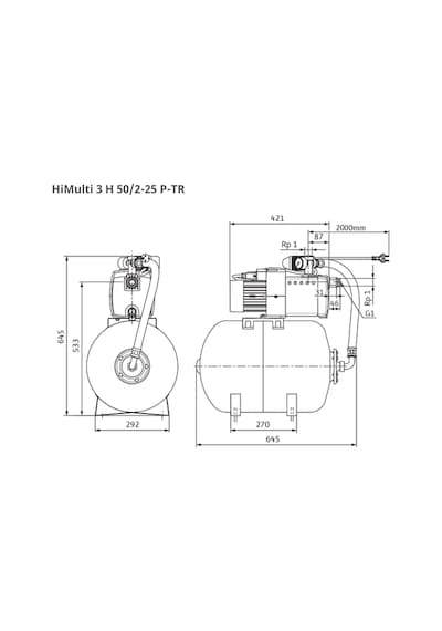 Wilo Himulti 3 H50-45p /hidrofor 50 Litre Tanklı / 5 Kat - 8 Daire - 1,1 Hp