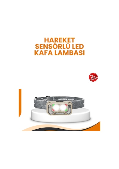 Hubrendy Tekno Uzun Menzilli Sensörlü Led Kafa Lambası Kamp Ve Yürüyüş AÇIK GRİ KAHVE KARIŞIMI
