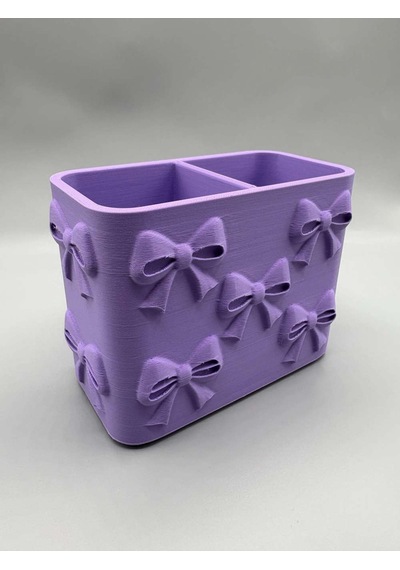 3d Baskı Fiyonk Desenli Bölmeli Kalemlik - Masaüstü Organizer - Mor Diğer