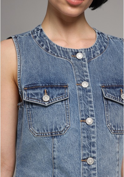 Colin's Colins Slim Fit Kadın Light İndigo Denim Yelek Cl1081428 Q1.v1 Dn45074