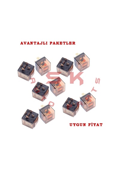 Skauto 12V Mini Şeffaf Röle 5 Uçlu 40 Amper 50'Li