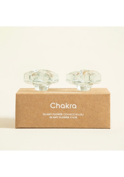 Chakra Glamy Cam Flower 2 Li Çekmece Kulbu Transparan