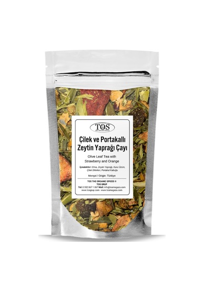 Tos The Organic Spices Çilek ve Portakallı Zeytin Yaprağı Çayı 40 G