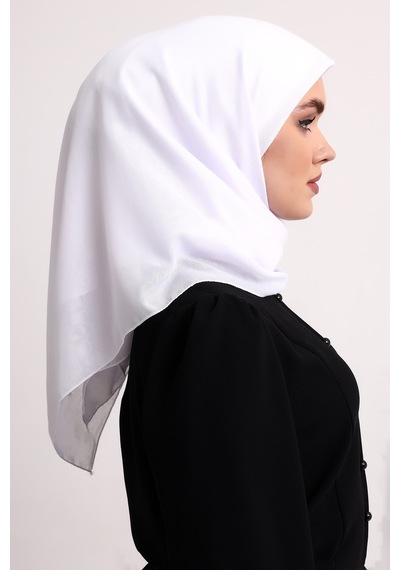 Kofra Desenli Baş Örtü - Beyaz