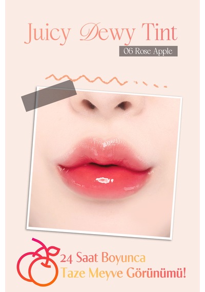 Dasique Yoğun Parlaklık Ve Canlı Renkler Sunan Kalıcı Tint Juicy Dewy Tint 06 Rose Apple 06 Rose Apple