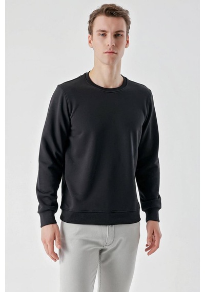 Slimfit Bisiklet Yaka Düz Renk 2 İplik Erkek Sweatshirt 001