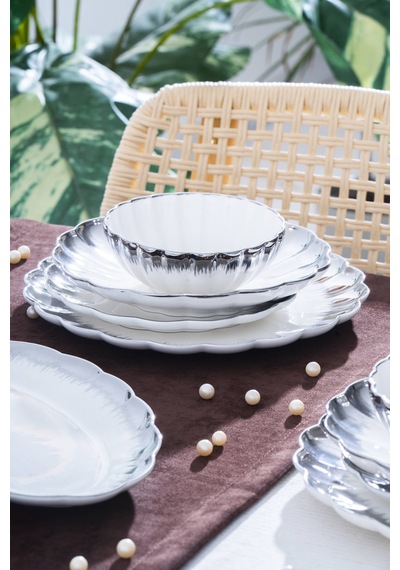 Acar Marlene 6 Kişilik 29 Parça Silver Yemek Takımı Beyaz/silver