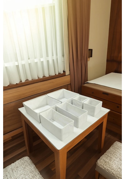 6'lı Krem Keçe Çekmece Içi Düzenleyici Organizer Set - Çok Amaçlı Krem