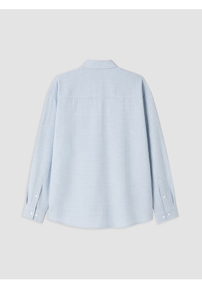 Lcw Vision Mavi Relaxed Fit Ekose Desenli Dokulu Erkek Gömlek