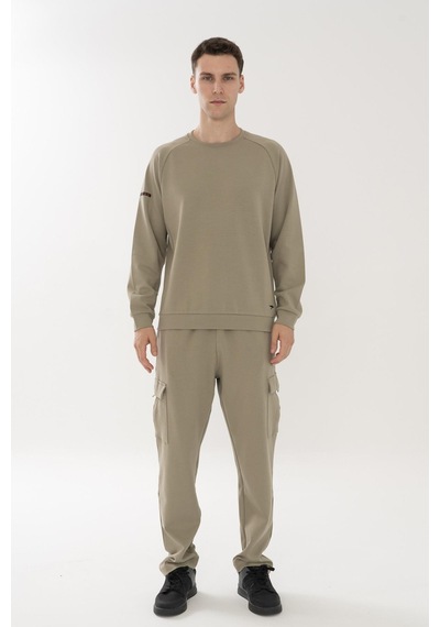 Maraton Regular Erkek Bisiklet Yaka Açık Haki- Sweatshirt Açık Haki-