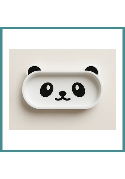 Trendexa 3d Baskı Panda Gözlük Tepsisi Sevimli Masaüstü Gözlük Tutucu Ve Kalemlik Tepsisi Beyaz Siyah Mac