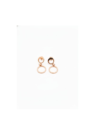 925 Ayar Papatya Silver Olimpiyat Halka Küpe.rose.gold.rodaj Gümüş