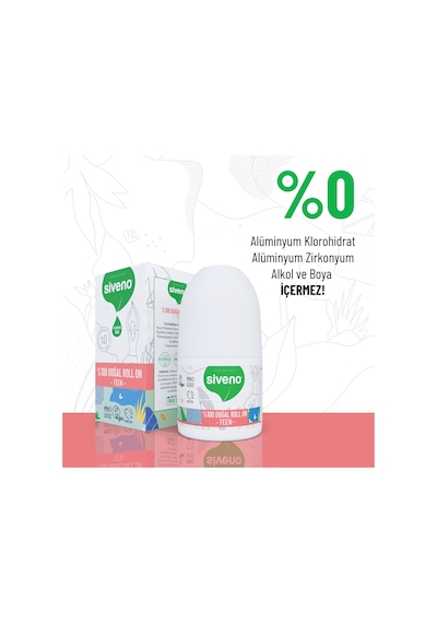 Siveno %100 Doğal Roll On Teen Girl Genç Kız Deodorant Ter Kokusu Önleyici Bitkisel Leke Bırakmayan Vegan 50 ML