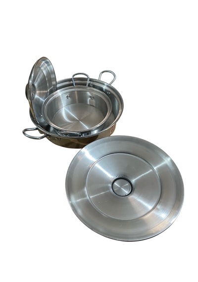 Mobilreyon Alüminyum Kızartma,pilav,karnıyarık,kamp Tavası 2'li Set 24 Cm-32 Cm-kapaklı Tava Gümüş