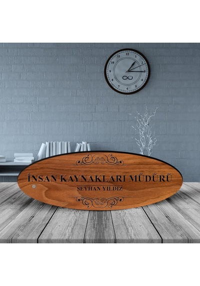 Kişiye Özel Mesleki İnsan Kaynakları Müdürü Ahşap Oval Masa İsiml N11.25482
