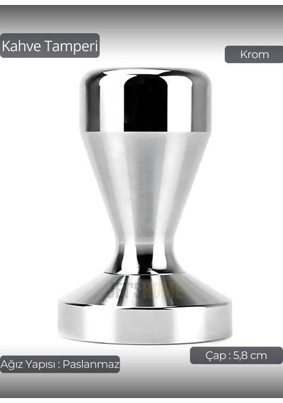 Tamper Krom Kaplama Kahve Tamperi 58 Mm Diğer