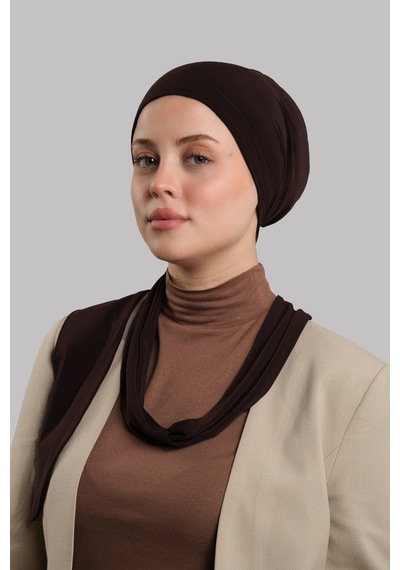 Hürrem Bone Kahve Versa Kuyruklu Pratik Tesettür Bone Sandy Büzgülü 2515 14
