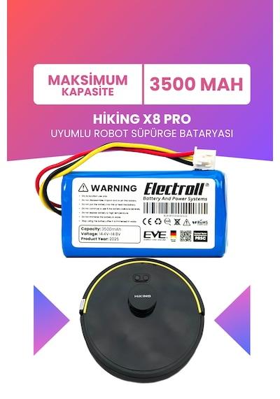 Hiking X8 Pro Uyumlu Batarya Maksimum Kapasite 3500mah Pil