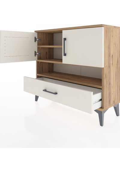 Arges Şifonyer 3 Raflı Tek Çekmeceli 2 Kapaklı 88x30x80 Çam-aytaşı Atlas Çam