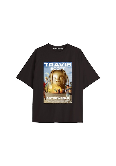 Kalic Studio Unisex Travis Scott Astroworld Tshirt Siyah-17