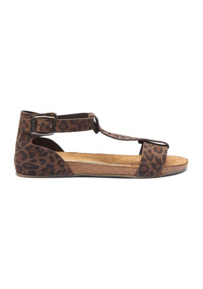 Comfortfusse Macrea - Kadın Ortopedik Hakiki Deri Sandalet Leopar Baskılı Deri