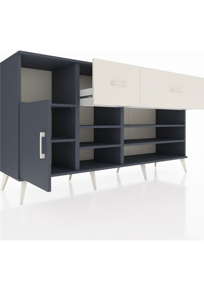 Hyperion Konsol 6 Raflı 2 Çekmeceli Tek Kapaklı 176x44x99 Antras Antrasit-antrasit/aytaşı Hyperion Konsol 6 Raflı 2 Çekmeceli Tek Kapaklı 176x44x99 Antras Antrasit-antrasit/aytaşı