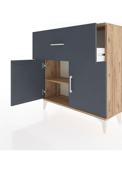 Arges Şifonyer Tek Raflı Tek Çekmeceli 2 Kapaklı 88x30x96 Çam... Çam