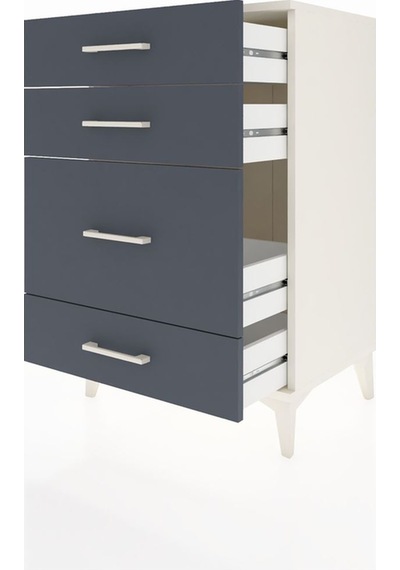 Hyperion Komodin 4 Çekmeceli 60x44x96 Aytaşı-antrasit Aytaşı