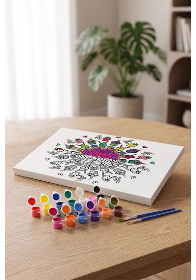 Dondurma Desenli Mandala Ahşap Boyama Seti 40x50 Cm